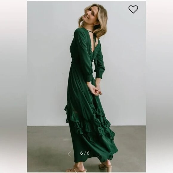 Baltic Born Hunter Green Pippa Ruffle Maxi Dress M - Picture 5 of 8